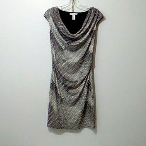 White House Black Market black and white midi dress